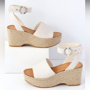 Dolce Vita White Lesly Leather Espadrille Wedge